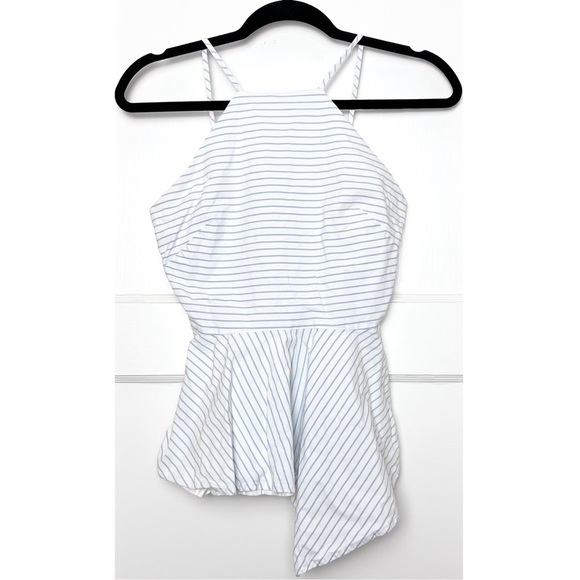 HUNTER BELL Striped Cotton Square Neck Sleeveless Ruffle Peplum Cami Tank Top 0 - Picture 4 of 6